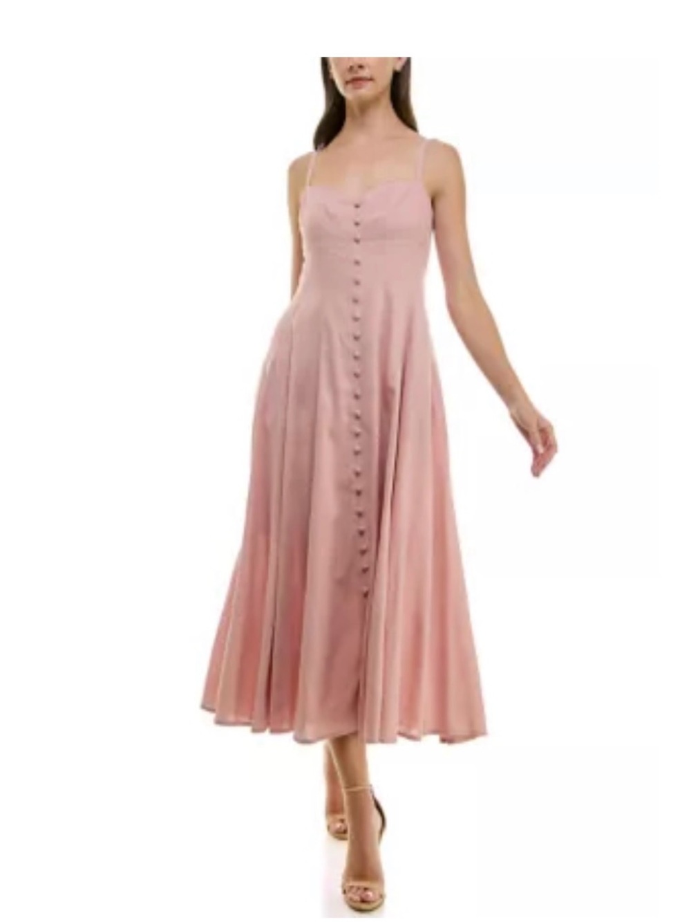NWT Taylor Women’s Blush Pink Button-Front Midi Dress